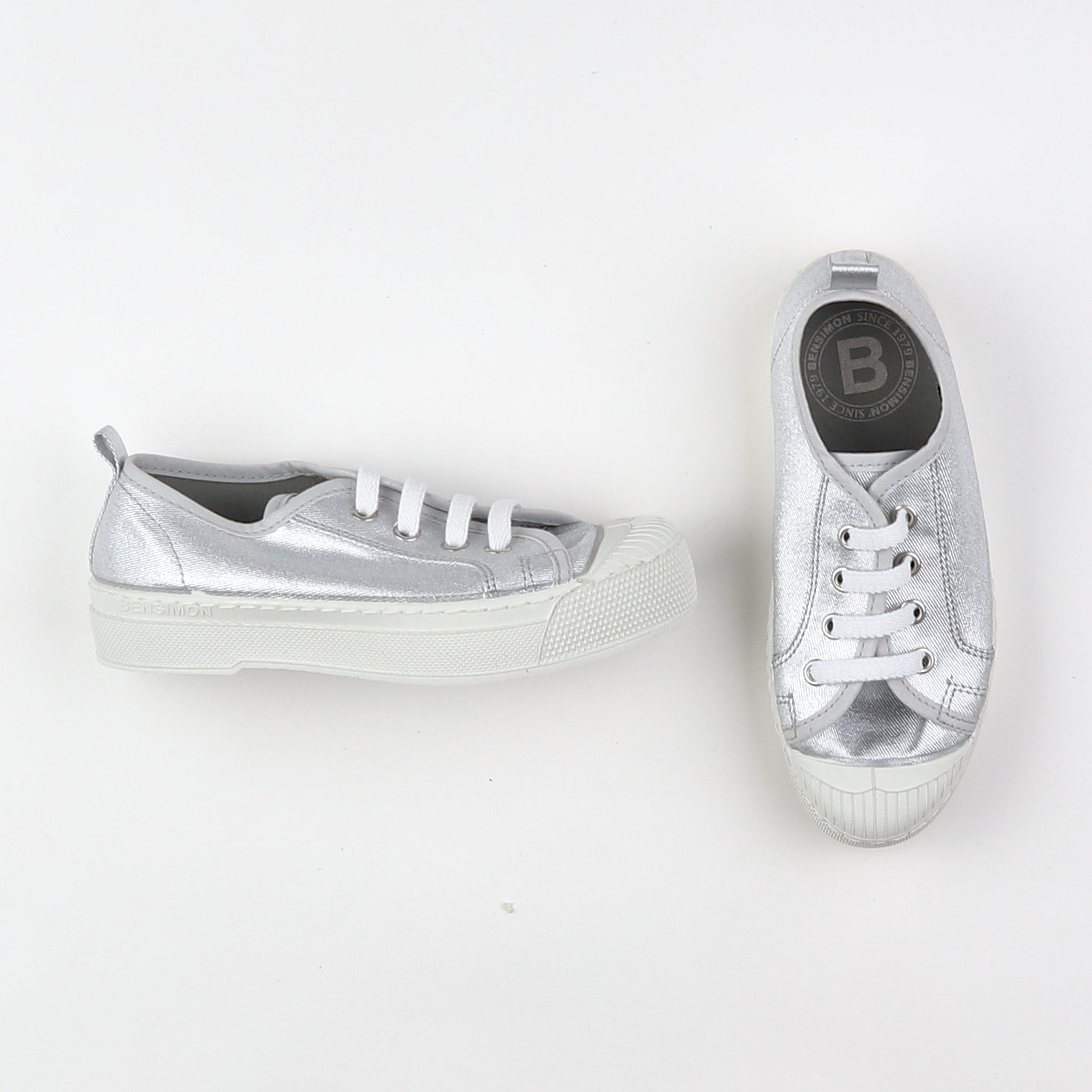 Bensimon - tennis à scratch/ lacets argent (neuf) - pointure 33