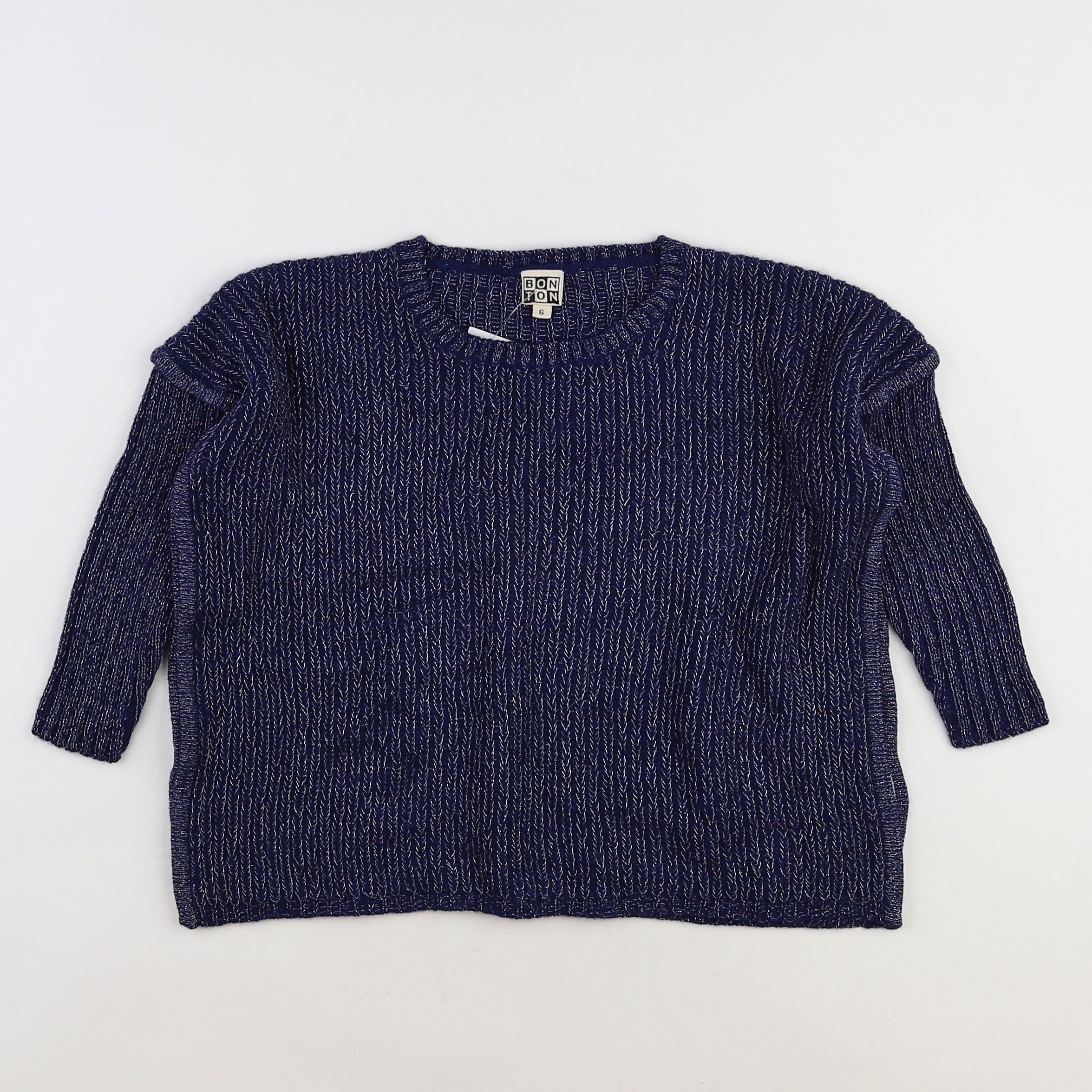 Bonton - pull bleu, argent (neuf) - 6 ans