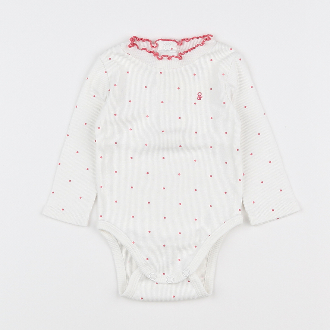 Obaïbi - body blanc, rose - 3 mois