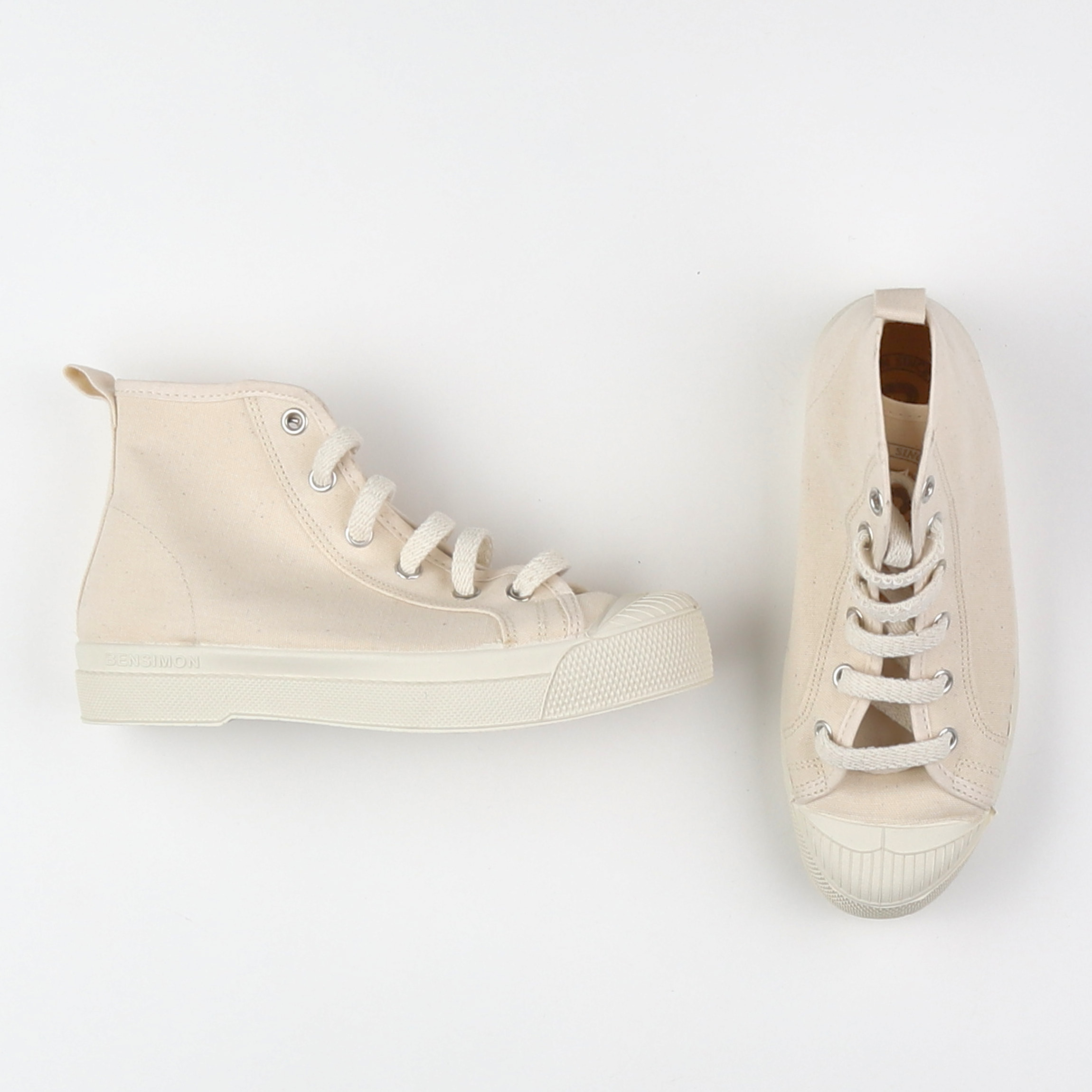 Bensimon - tennis à scratch/ lacets beige (neuf) - pointure 28