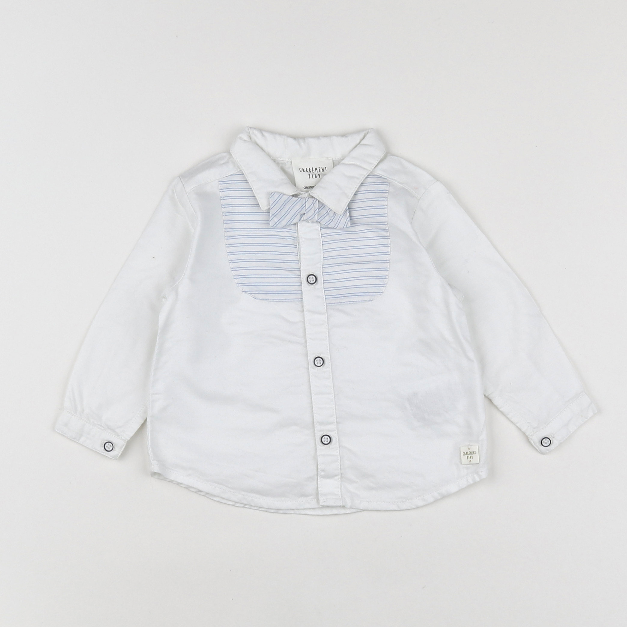 Carrément Beau - chemise blanc, bleu - 6 mois