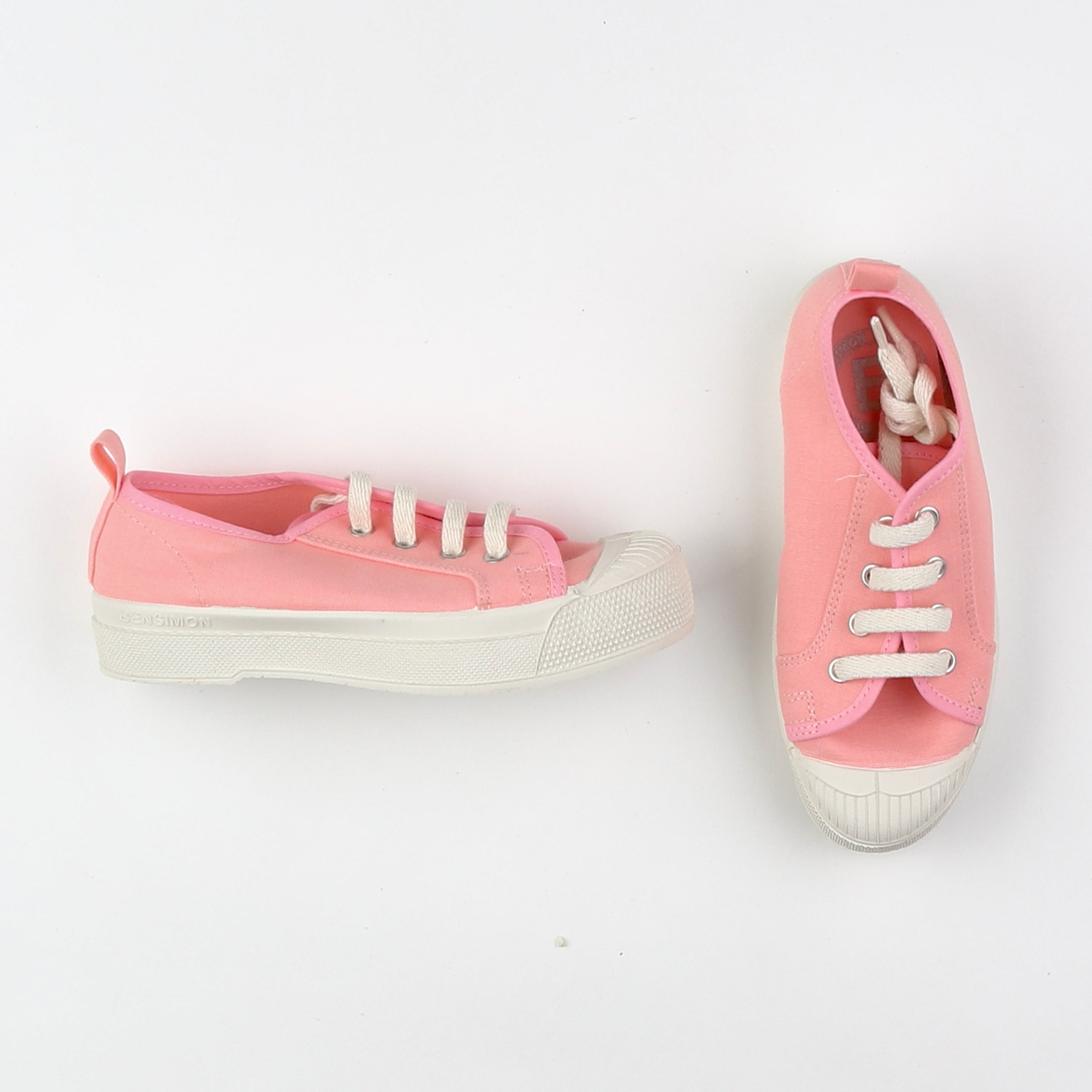 Bensimon - tennis à scratch/ lacets rose (neuf) - pointure 34