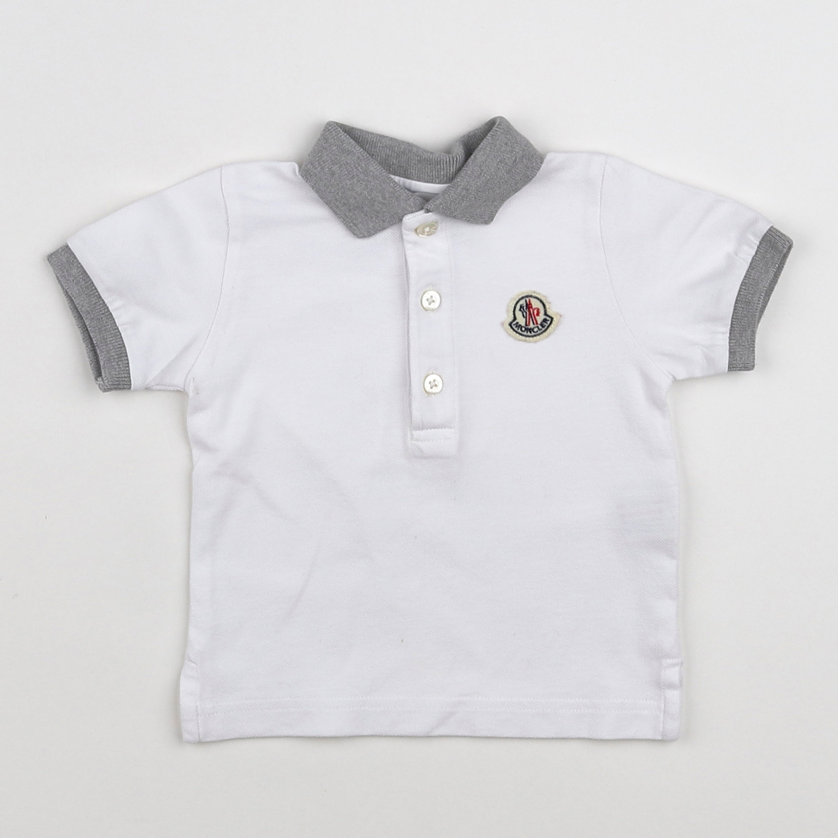 Moncler - polo blanc, bleu - 6 mois