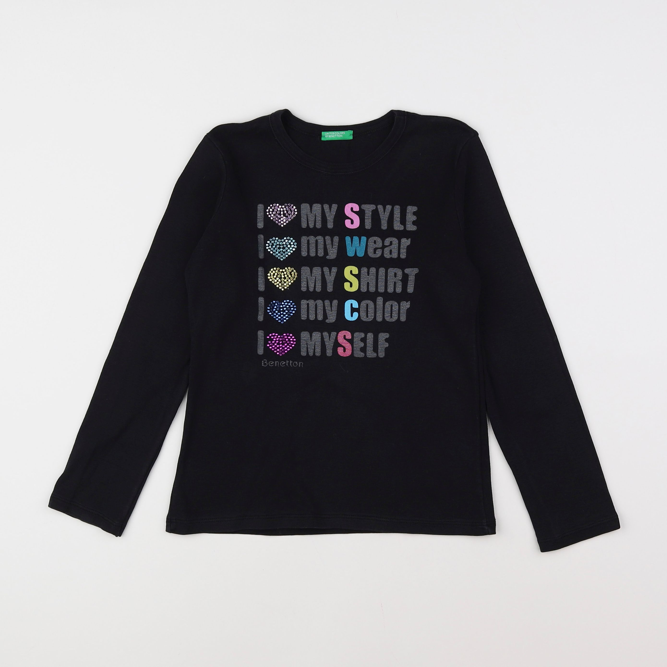 Benetton - tee-shirt noir, multicolore - 6 ans