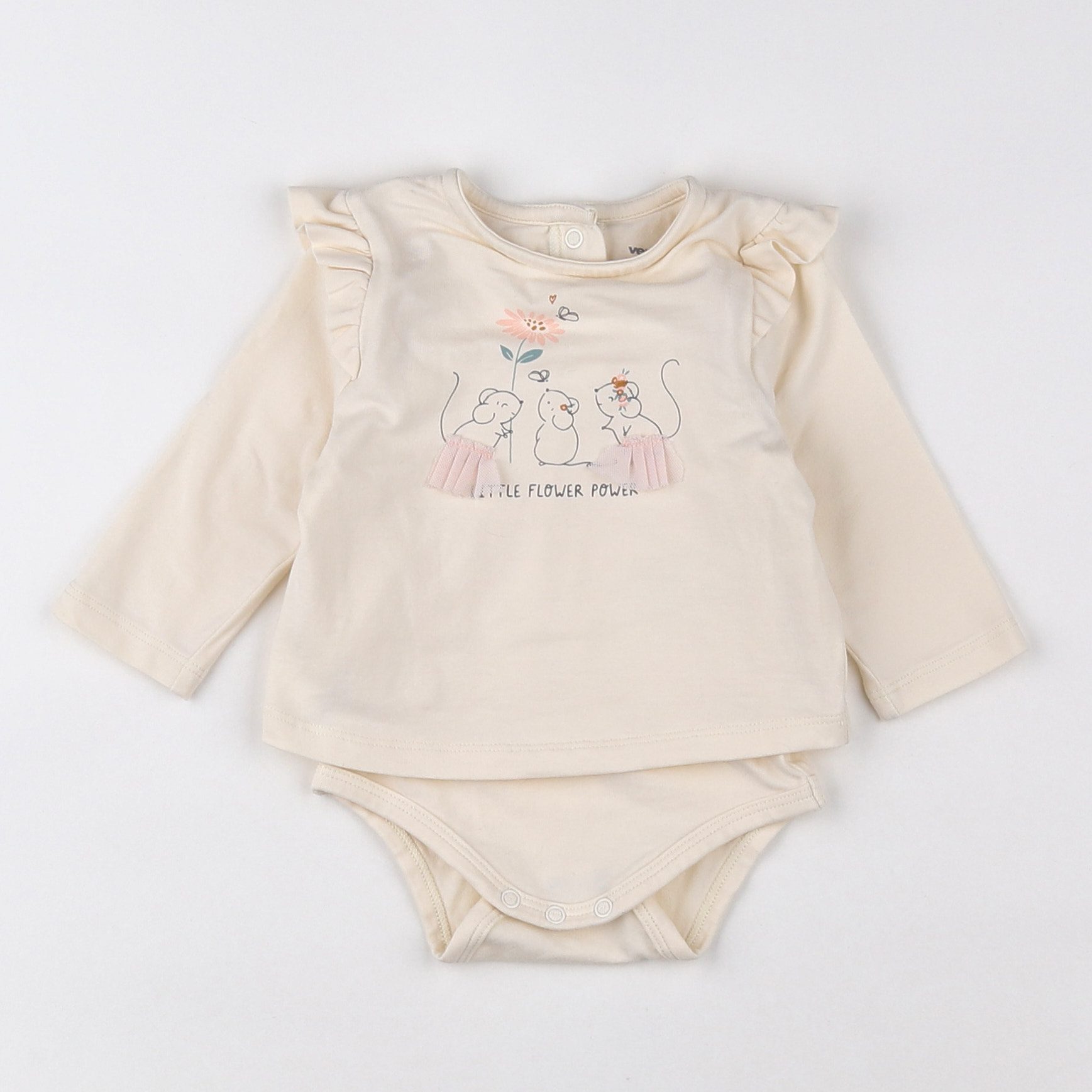 Vertbaudet - body vetement beige - 3 mois