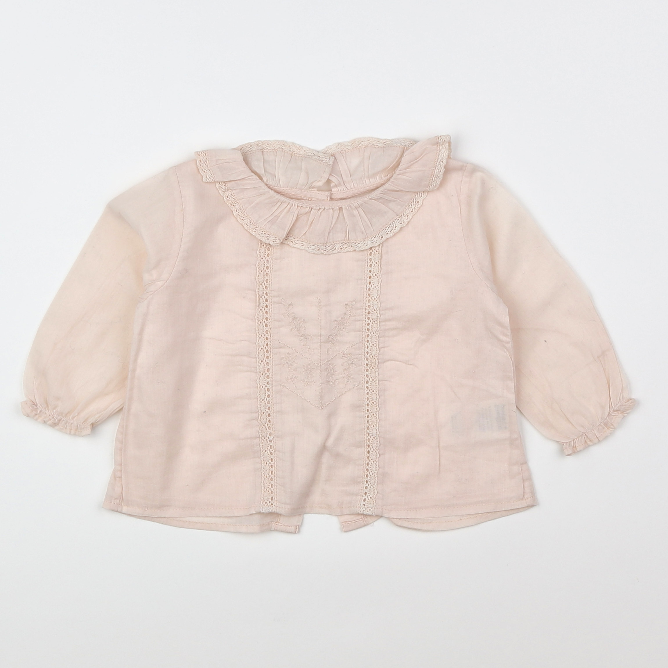 Bonnet à Pompon - blouse rose - 9 mois