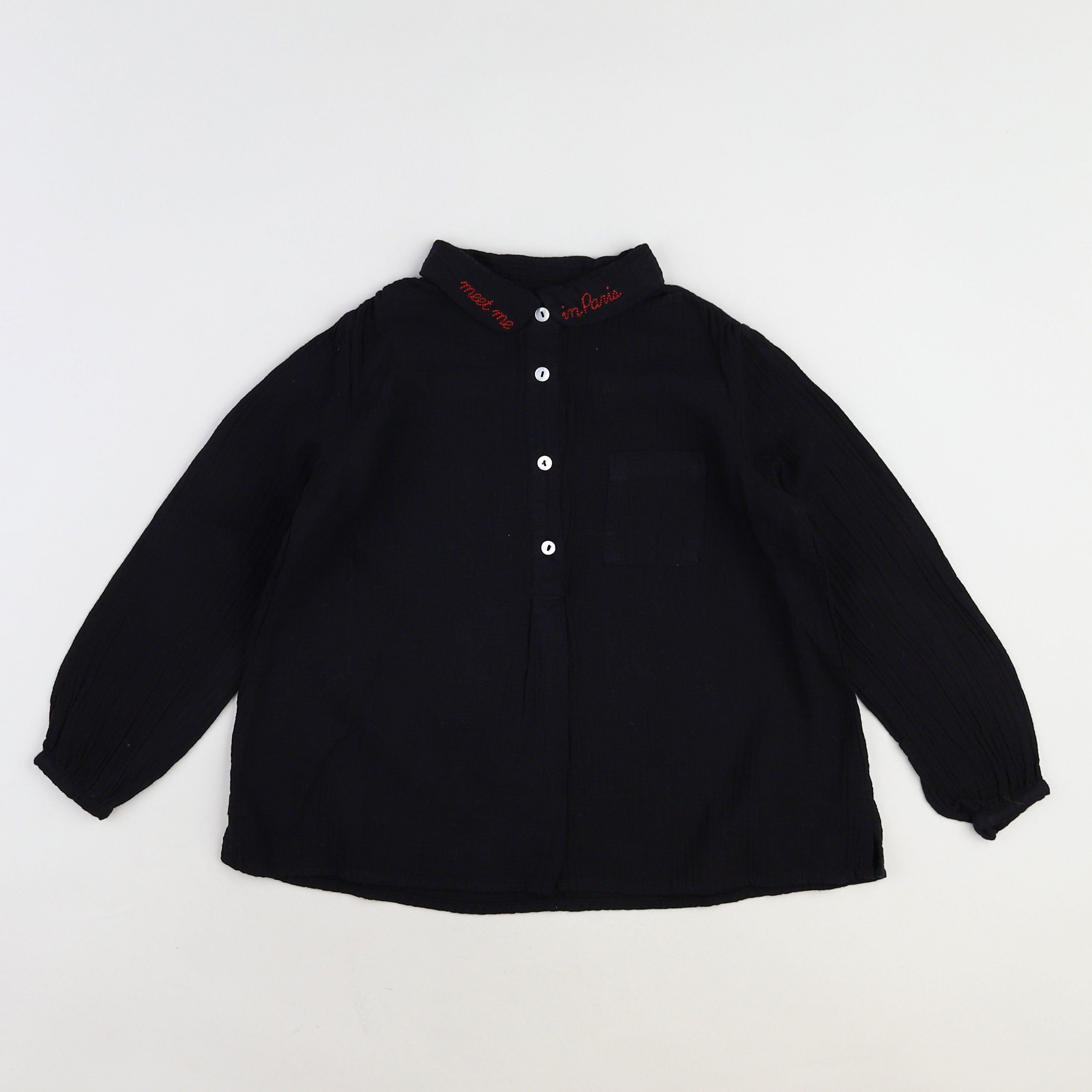 Bonton - blouse noir, rouge (neuf) - 6 ans