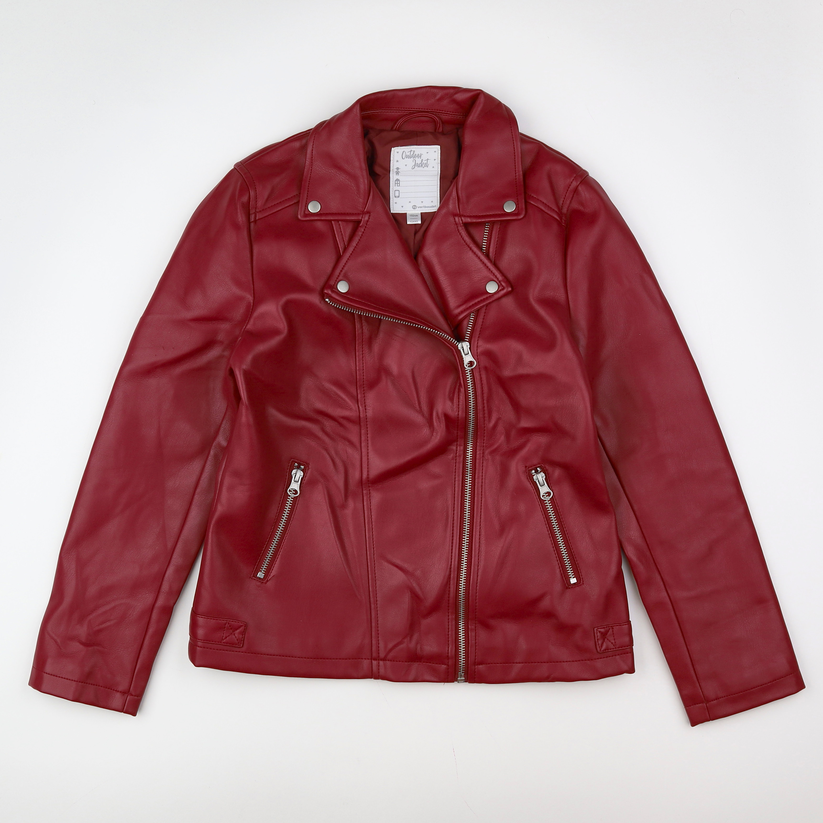 Vertbaudet - veste simili cuir rouge - 12 ans