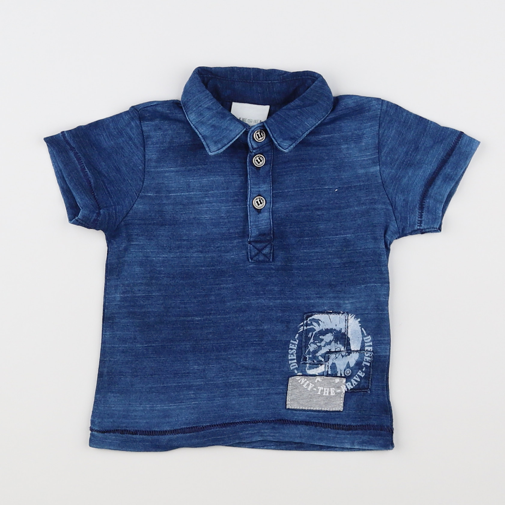 Diesel - polo imprimé au dos bleu - 6 mois