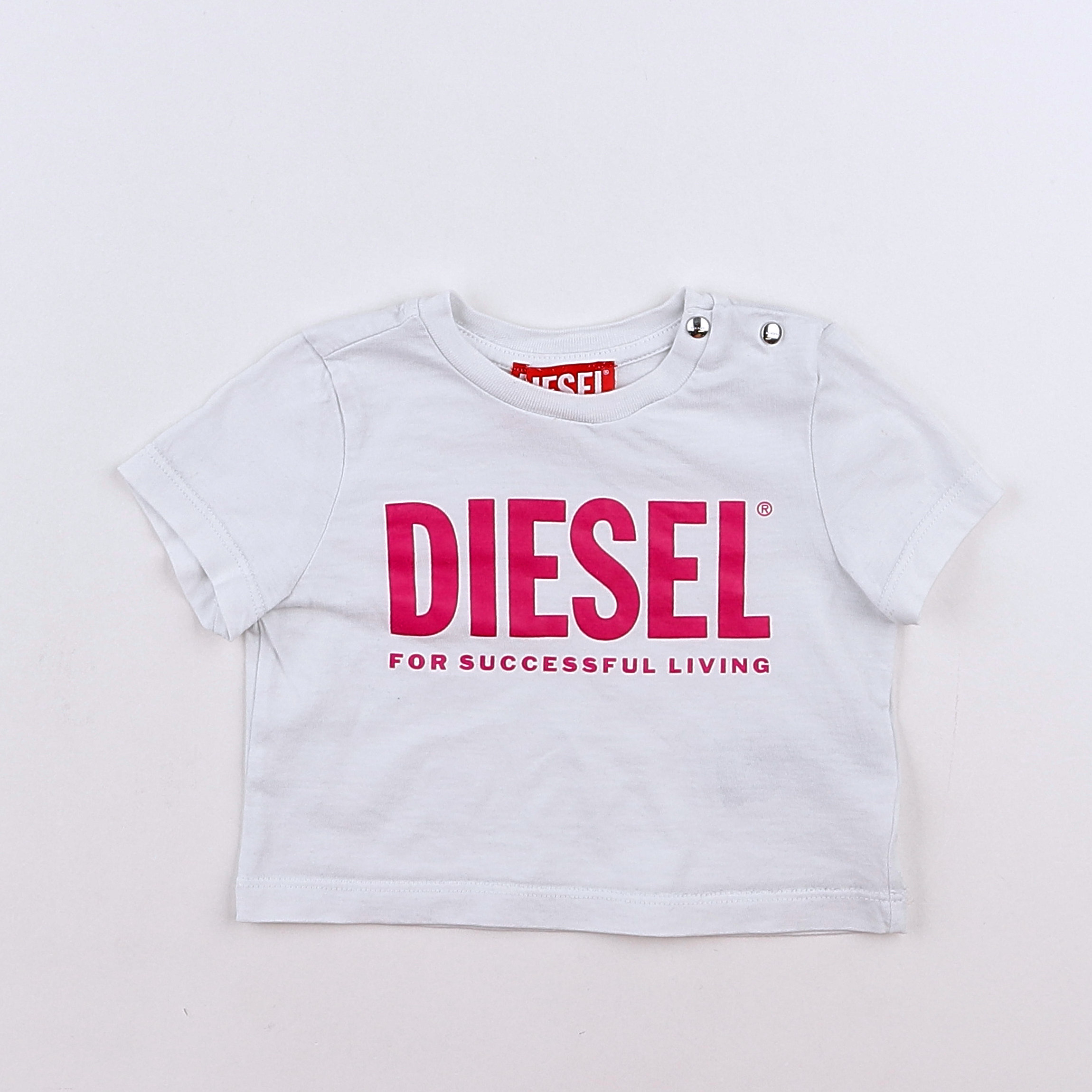 Diesel - tee-shirt blanc, rose - 9/12 mois