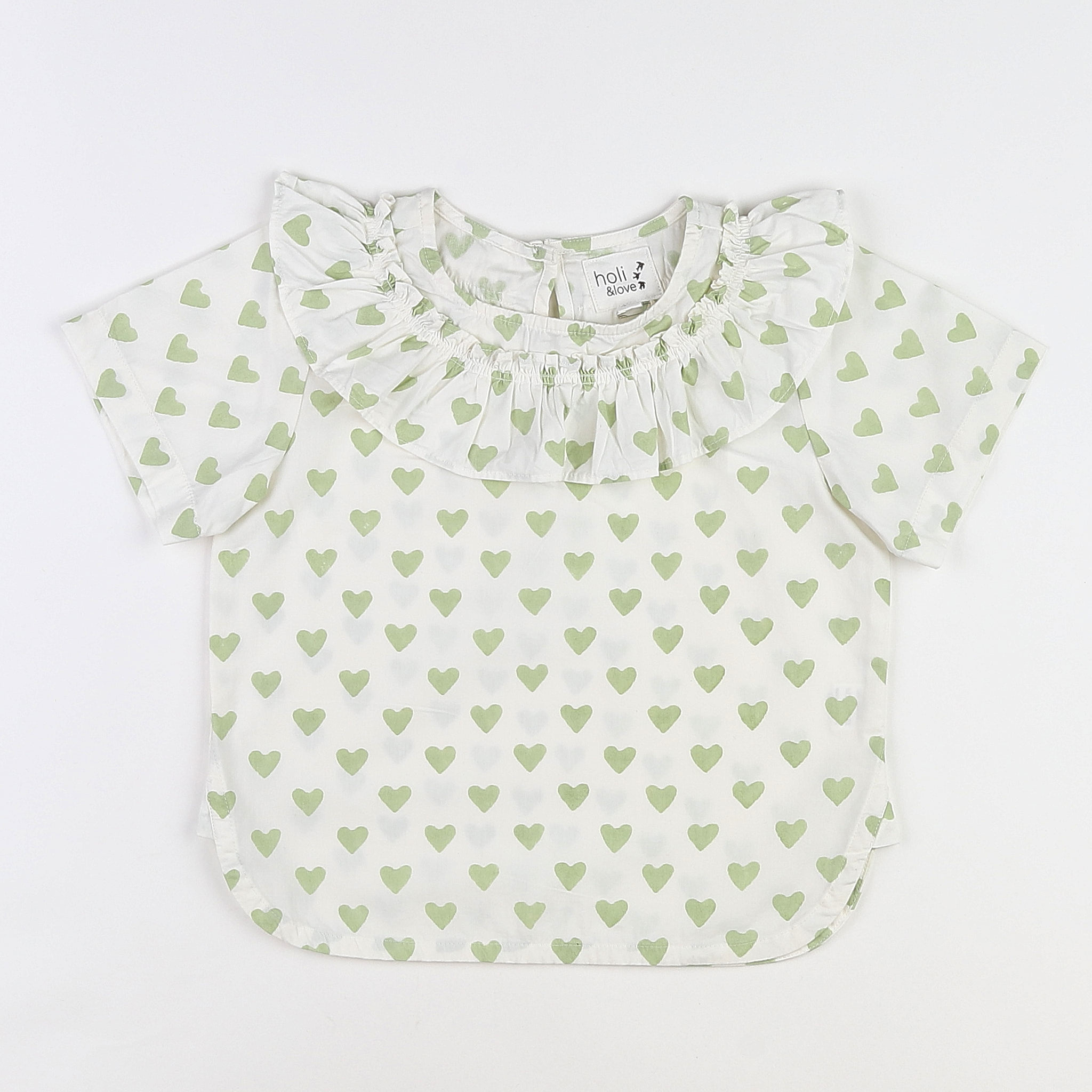 Holi & Love - blouse n°2 blanc, vert (neuf) - 4/5 ans