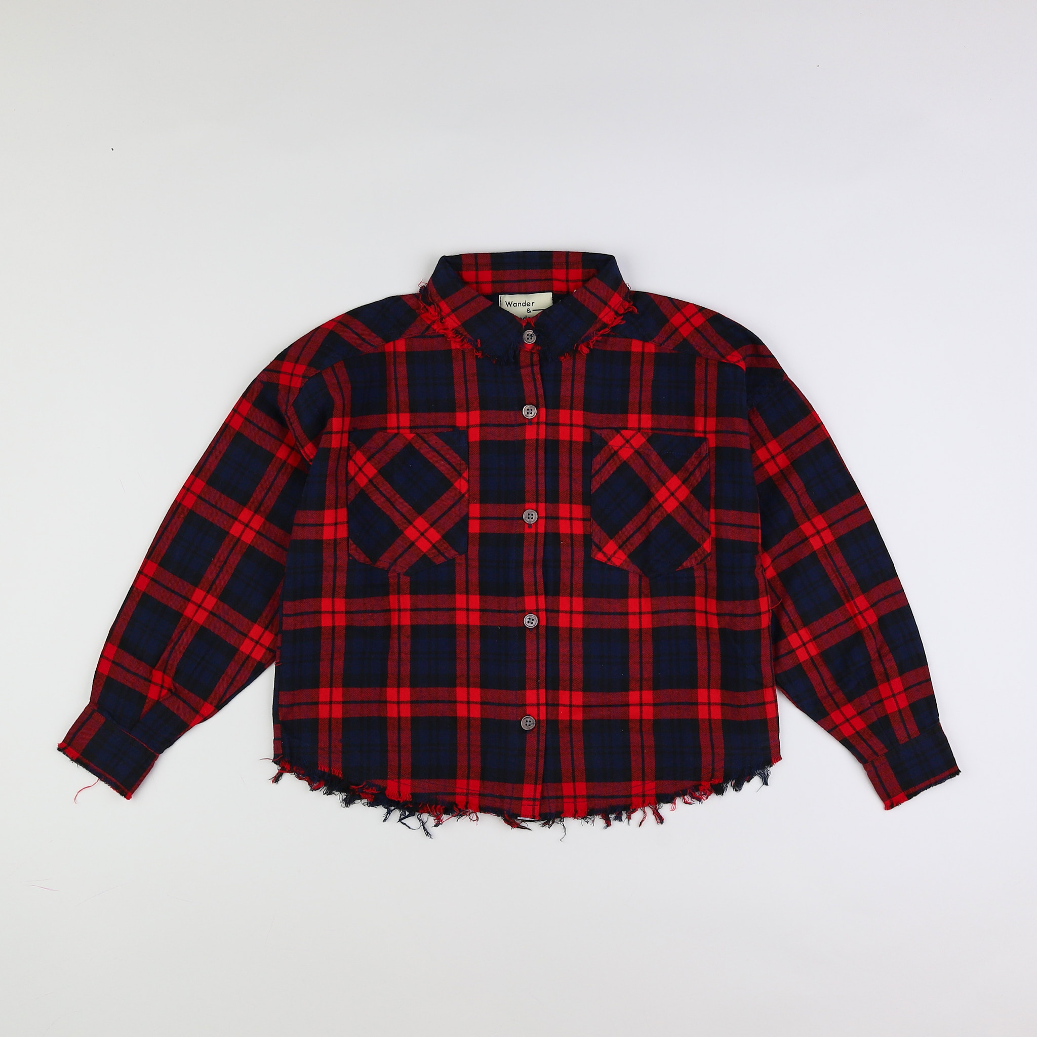 Wander & Wonder - blouse bleu, rouge (neuf) - 7/8 ans