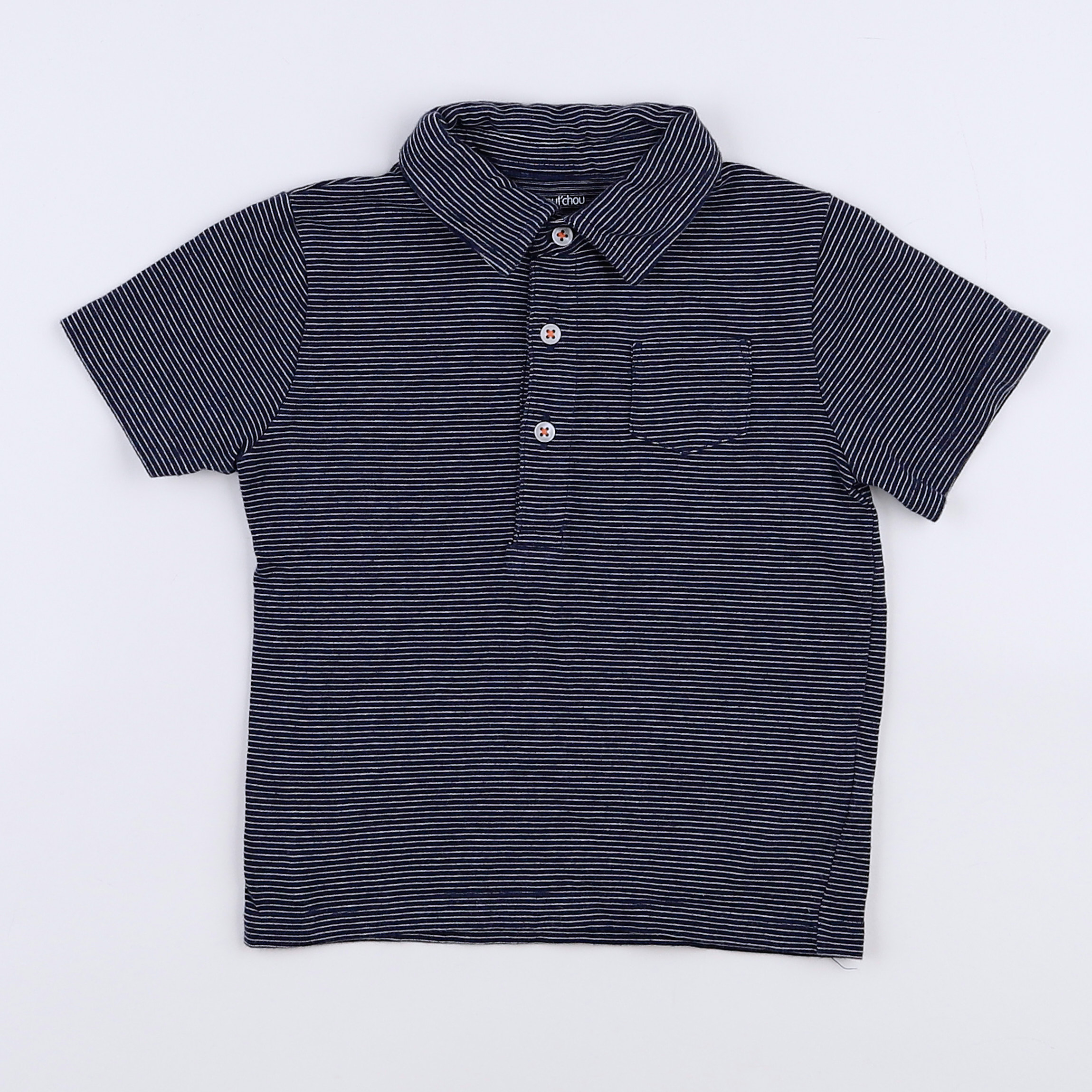 Boutchou - polo bleu, blanc - 12 mois