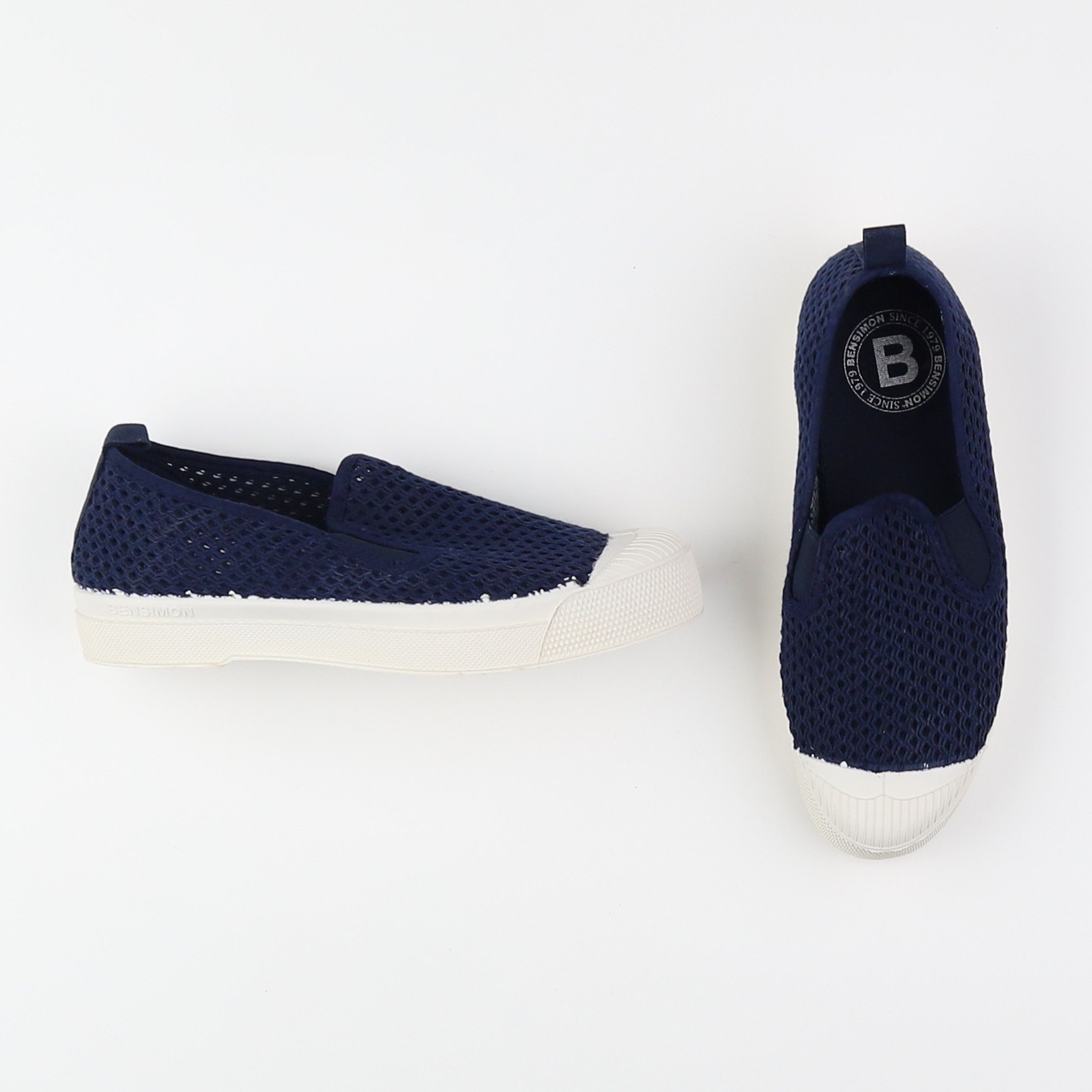 Bensimon - tennis à scratch/ lacets bleu (neuf) - pointure 35