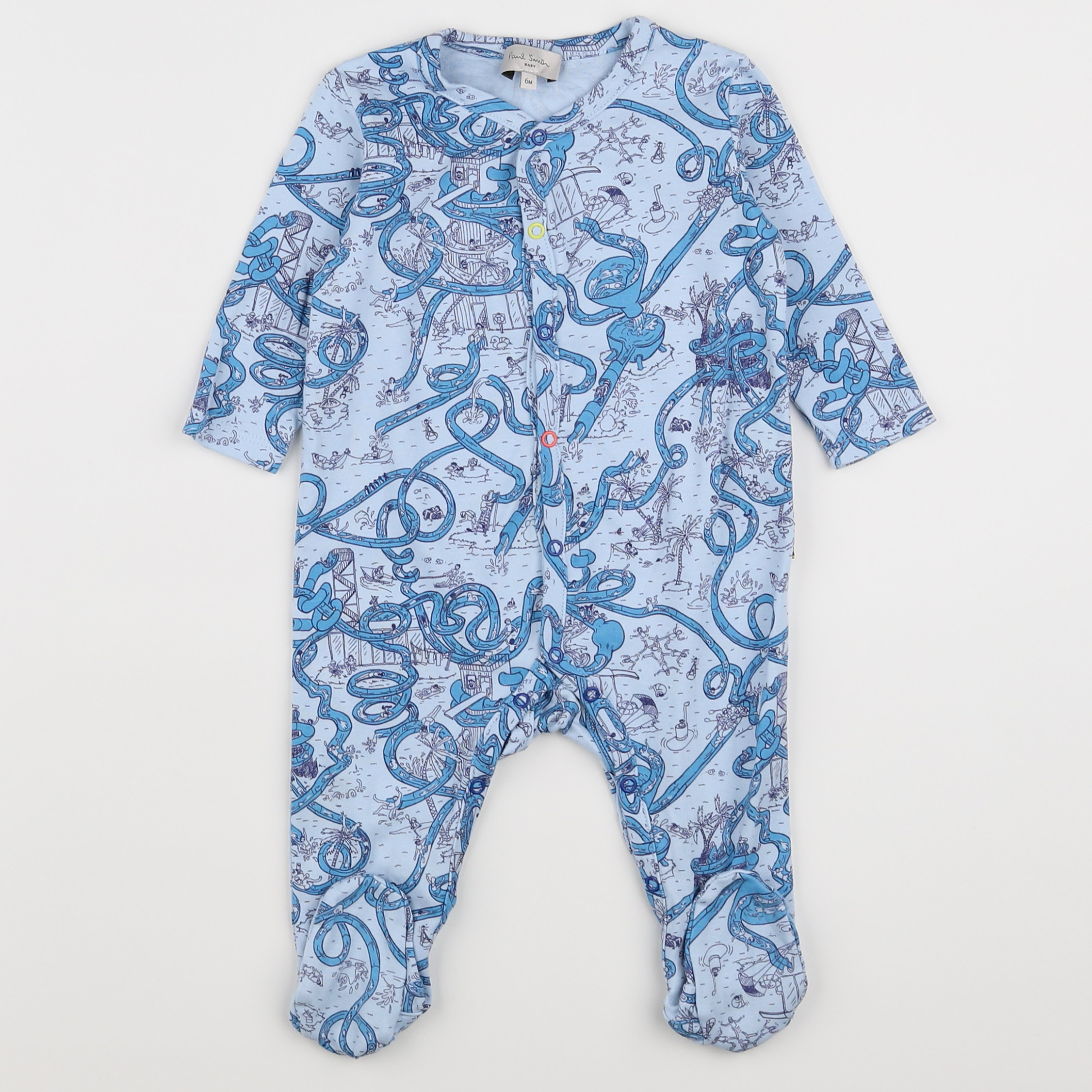 Paul Smith - pyjama coton blanc, bleu - 6 mois