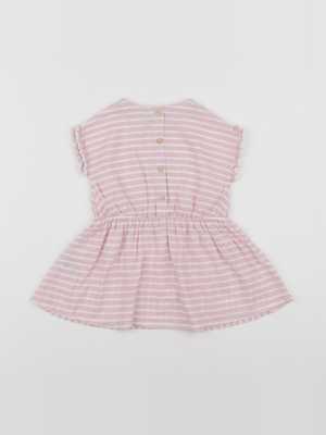 Cyrillus - robe blanc, rose - 6 mois