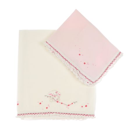 Parure De Berceau Blanc Rose Jacadi Drap Plat 80x1 Cm Et Taie D Oreiller 35x45 Cm Vetements Enfant D Occasion