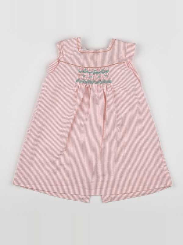 Cyrillus - robe blanc, rose - 12 mois