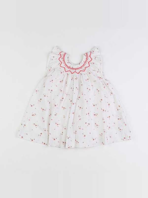 Cyrillus - robe blanc, rose - 6 mois