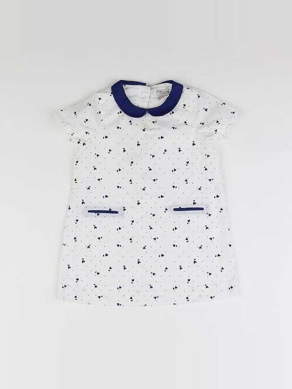 Cyrillus - robe blanc, bleu - 18 mois