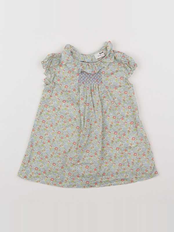 Cyrillus - robe blanc, vert - 12 mois