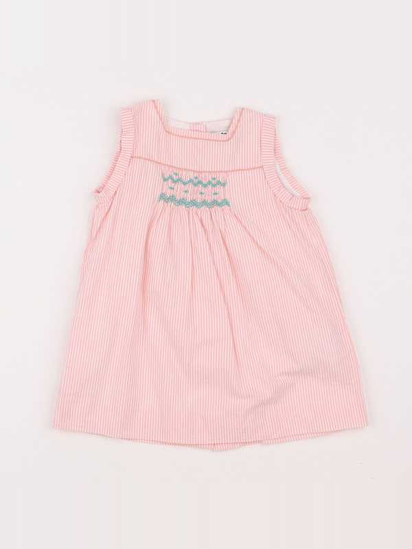 Cyrillus - robe blanc, rose - 12 mois