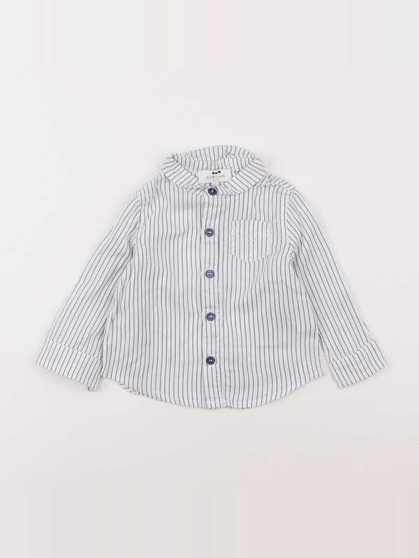 Cyrillus - chemise blanc, bleu - 9 mois