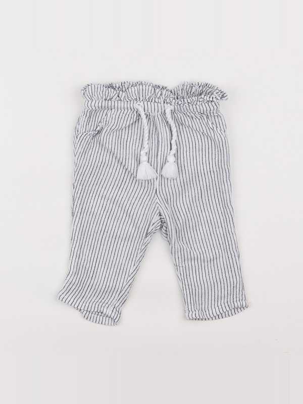 Cyrillus - pantalon bleu, blanc - 6 mois