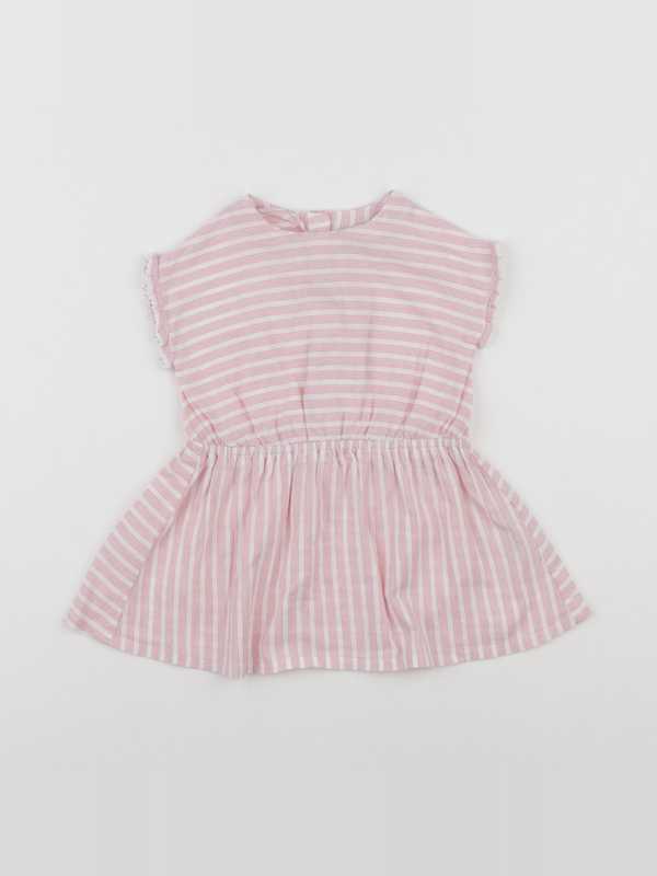 Cyrillus - robe blanc, rose - 6 mois
