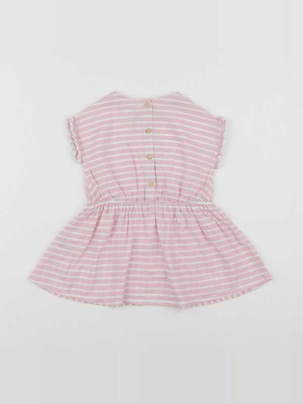 Cyrillus - robe blanc, rose - 6 mois