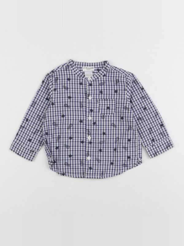 Cyrillus - chemise bleu, blanc - 12 mois