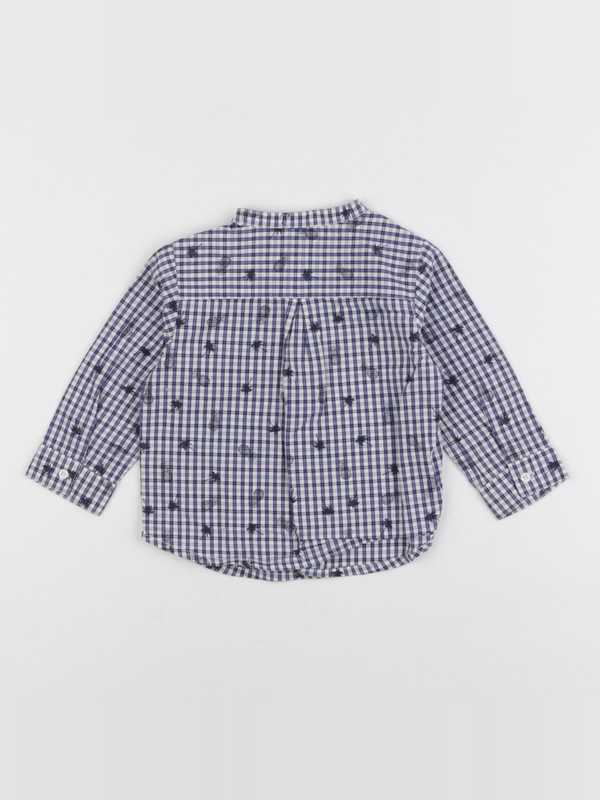 Cyrillus - chemise bleu, blanc - 12 mois