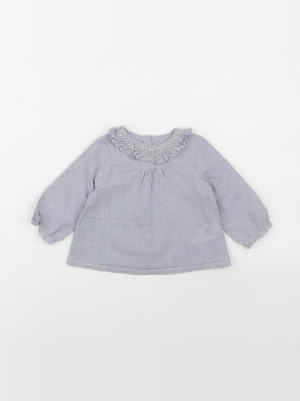 Cyrillus - blouse blanc, bleu - 9 mois