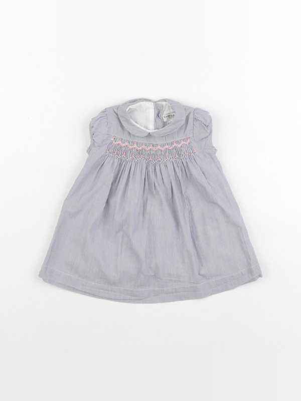 Cyrillus - robe blanc, bleu - 3 mois