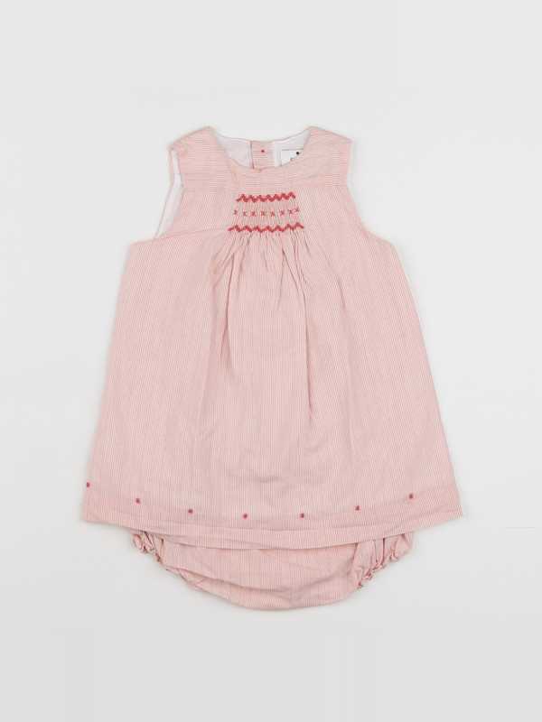 Cyrillus - robe blanc, rose - 6 mois