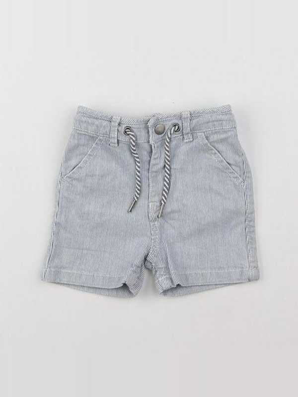 Cyrillus - short blanc, bleu - 9 mois