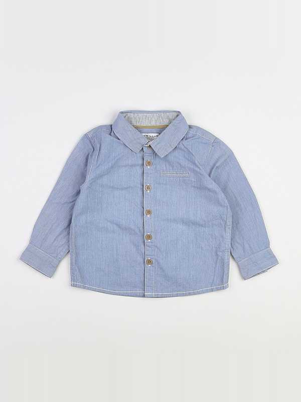Cyrillus - chemise imprimé au dos blanc, bleu - 9 mois
