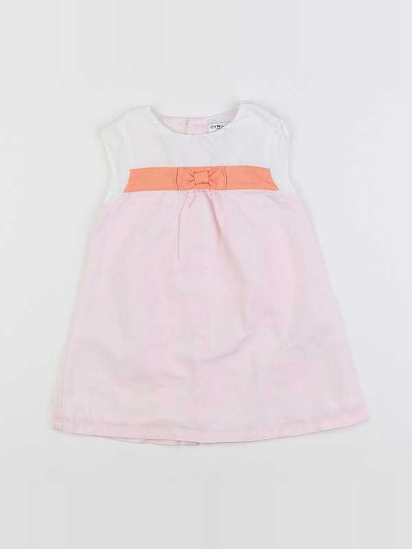 Cyrillus - robe blanc, rose - 12 mois