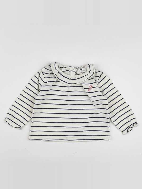 Cyrillus - tee-shirt blanc, bleu - 12 mois