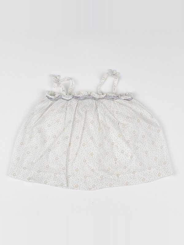 Cyrillus - blouse blanc, bleu - 9 mois
