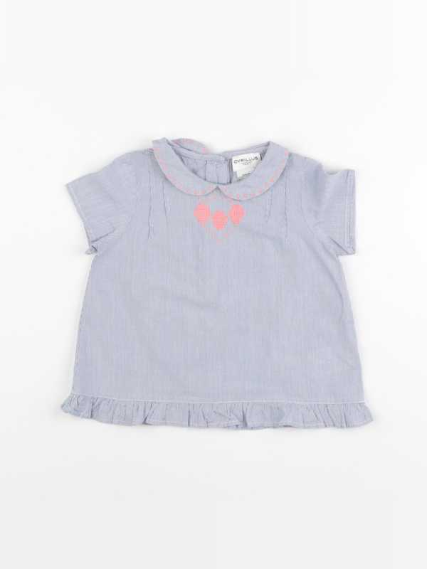 Cyrillus - blouse bleu, blanc - 24 mois