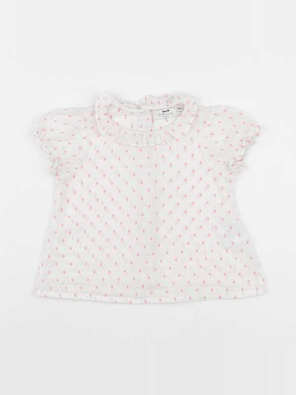 Cyrillus - blouse blanc, rose - 24 mois