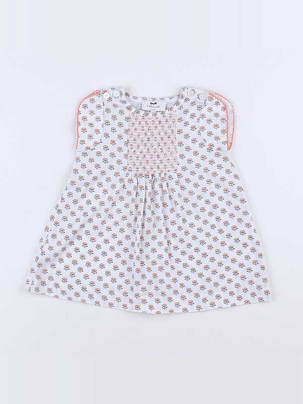 Cyrillus - robe blanc, rose - 3 mois